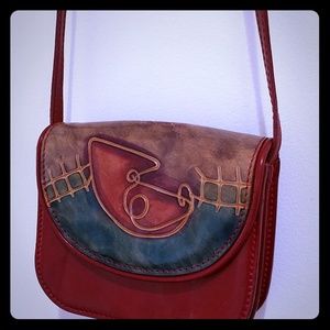 P Capecchi Red Leather Cross Body Bag made Italy